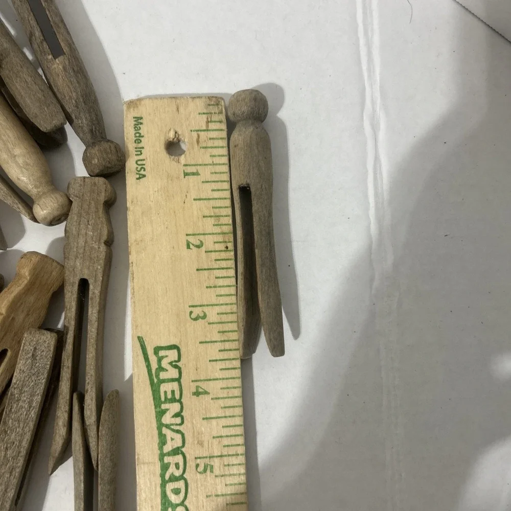Vtg 100 Wooden Clothespins Round Head Peg Style Bulk Lot Rustic Farmhouse Decor